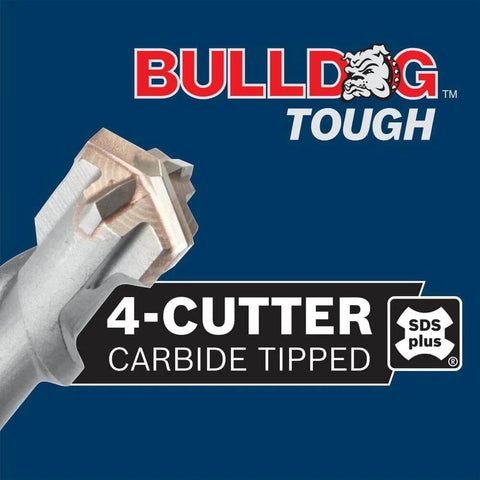 Bosch Bulldog Tough SDS-Plus carbide-tipped 4-cutter rotary hammer drill bit, side view