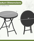 Product dimensions of Compact Outdoor Folding Side Table With Tempered Glass Top And Heavy Duty Steel Frame for usable space.