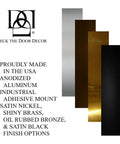Top Shelf Door Push Plate With No Sweat 3m Adhesive Mount Hella Tough Anodized Aluminum options in black, brass, and silver finishes.