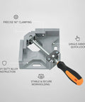 Hefty Heavy Duty Single Handle Right Angle Clamp Locks Metal And Wood At Precise 90 Degrees for stable workholding.