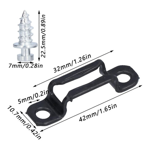 Rock Solid 2 In 1 Concealed Cabinet Connectors And Invisible Screw Fasteners Cold Rolled Steel Slide Buckles including mounting bolt and size details.