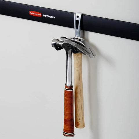 FastTrack Wall Mounted Utility Hook for Rope Hose and Tools Garage Storage With Soft Grip Coating Mounts to Fast Track Rail System