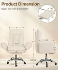 Dimensions of Heavy Duty Office Chair With Footrest And Flip Up Armrests Ergonomic Desk Chair, showing width, depth, and height in white.