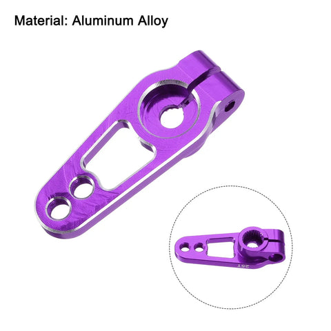 Three Pack Aluminum 25T Steering Servo Arm Horn Set For DIY RC Cars Boats And Planes, 31mm Length, 7mm Thick, 3mm Holes, High Torque Coreless Servo Accessory In Purple. Purple aluminum alloy 25T servo horn with 31mm length and 3mm holes