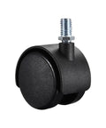 Five Pack Built Tough Nylon Caster Wheels With Swivel Like A Dream Rollers For Hassle Free Trolley and Cabinet Moves Threaded Stem Fits M10x15 Bolt Holes Quiet Dual Roller Black Design Smooth As Butter Performance 50mm black nylon caster with threaded stem.