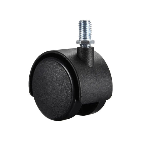 Five Pack Built Tough Nylon Caster Wheels With Swivel Like A Dream Rollers For Hassle Free Trolley and Cabinet Moves Threaded Stem Fits M10x15 Bolt Holes Quiet Dual Roller Black Design Smooth As Butter Performance 50mm black nylon caster with threaded stem.