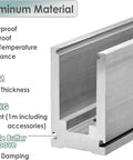 Top Shelf Frameless Glass Deck Railing System With Rock Solid Aluminum U Channel Base Track showing 10mm thick aluminum material close-up.