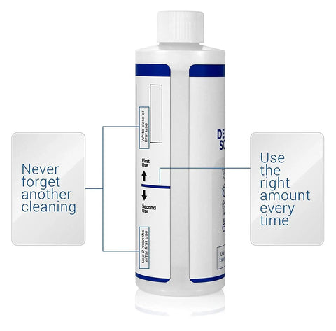 Bottle of Premium Descaling Solution For Keurig Breville Nespresso Delonghi Cuisinart And Any Coffee Or Espresso Machine with usage instructions