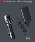 Hella Bright 3100 Lumen Dive Light With Dual Switch USB Rechargeable Waterproof Housing charging with power bank