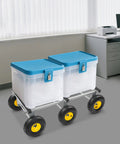 Heavy Duty All Terrain Moving Dolly With Six 10 Inch Inflatable Wheels For Up To 1200 Lbs Load Beefy Carbon Steel Frame Pro Grade Moving Cart For Appliances And Heavy Equipment with two lockable bins