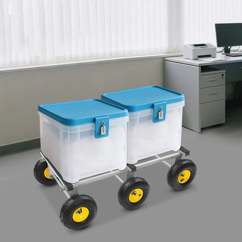 Heavy Duty All Terrain Moving Dolly With Six 10 Inch Inflatable Wheels For Up To 1200 Lbs Load Beefy Carbon Steel Frame Pro Grade Moving Cart For Appliances And Heavy Equipment with two lockable bins