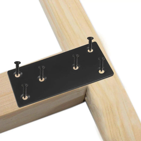 4 Pack Black Stainless Steel Mending Plates For Wood, 4 X 2 Inch Flat Brace Brackets With Screws, Heavy Duty Corner Braces For Furniture