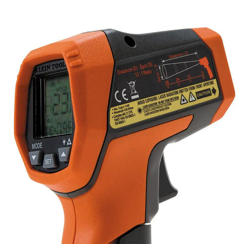 Infrared Thermometer With Dual Laser Targeting And Auto Scan, 12 To 1 Distance To Spot, Backlit Display, Wide Temperature Range From -22F To 752F, Handy Digital Gun Thermometer For Fast Accurate Readings, side view