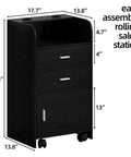 Mobile Salon Station On Wheels For Hair Stylists And Barbers Sleek Black Trolley Cart With Swivel Casters Pro Grade Organizer