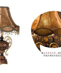 Tiffany Style Table Lamp With Floral Jeweled Design In Resin And Bronze Finish Cloth Lampshade Warm White LED Not Dimmable 360 Degree