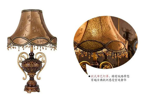 Tiffany Style Table Lamp With Floral Jeweled Design In Resin And Bronze Finish Cloth Lampshade Warm White LED Not Dimmable 360 Degree