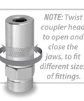 Performance Tool W54214 grease gun seal-off adapter, 1/8-inch, metal with knurled grip and threaded end
