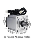 Rock Solid Servo Motor With Brake And Driver Kit Closed Loop Servomotor 3000Rpm 4Nm Torque 80 flanged AC servo motor with dimensions labeled.
