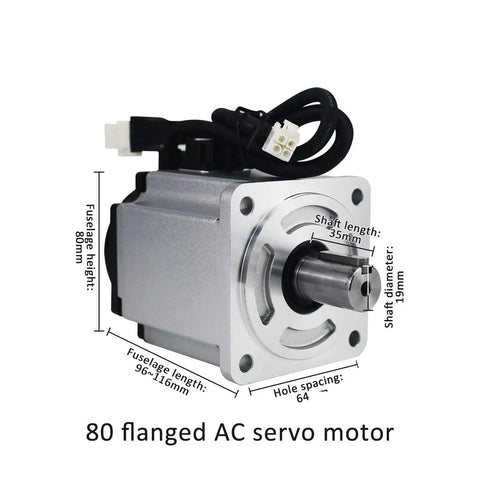 Rock Solid Servo Motor With Brake And Driver Kit Closed Loop Servomotor 3000Rpm 4Nm Torque 80 flanged AC servo motor with dimensions labeled.