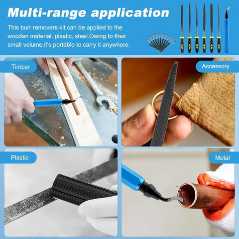 Deburring Tool Kit For DIY Projects With 6 Needle Files And 10 Blades used on wood, metal, plastic, and accessories