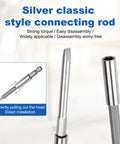 Silver classic style connecting rod showing easy disassembly features and strong torque for tools.