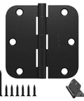 Matte Black 3 1/2 Inch Interior Door Hinges 42 Pack With 294 Screws 5/8 Radius Corners Flat Iron Residential Hardware