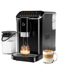 Fully Automatic Espresso Machine With 20 Bar Pressure And Built In Grinder For Seriously Smooth Coffee No Fuss One Touch Operation brewing coffee with milk frother.
