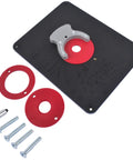 Top Shelf Precision Router Table Insert Plate With Level Loc Rings For Undrilled Woodworking Jigs, 9 1/4 x 11 3/4 inches with mounting screws.