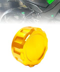 Rear Brake Fluid Reservoir Cap With CNC Aluminum Alloy Body Dope Look Gold Finish Oil Cap Cylinder Cover For Motorcycle Accessories Universal Replacement Fits Yamaha Kawasaki Suzuki Honda