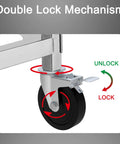 Heavy Duty Five Inch Scaffolding Casters Set Of Two Steel Baker Scaffold Wheels featuring a double lock mechanism for stability.