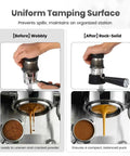Comparison of wobbly vs. rock-solid tamping with Non Slip Silicone Coffee Tamper Base With Portafilter Holder For Luxe Cafe ES601 ES701