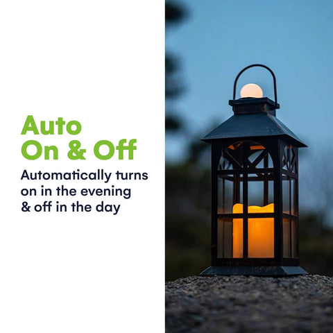 Bronze Hanging Solar Lanterns Two Pack Outdoor Waterproof Decorative Lanterns with Cozy Flickering LED Candles on at dusk