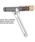 Internal Pipe Extractor Set For Stuck Pipes In Plumbing And HVAC, Heavy Duty Steel Build, shown with wrench for use