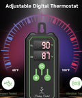 Adjustable thermostat displaying 90°F for All In One Indoor Seed Starter Kit With Grow Light And Heat Mat For Seed Germination.