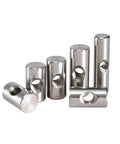 Barrel Nut Dowel Set M5 304 Stainless Steel For Furniture Construction With Cross Hole Hammer Embedded Easy Bolt Alignment And Rust Resistant Beefy Joints 10 To 30mm Includes 5 To 20 Pieces shown