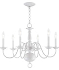 Williamsburgh 6 Light Chandelier In White Traditional Steel Fixture For Dining Room Elegant Pendant Lighting With Timeless Detailing