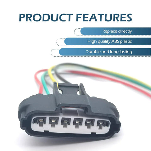 Close-up of 2 Pack Throttle Body Pigtail 6 Pin Plug And Play Throttle Position Sensor Repair Connector Waterproof And Heat Resistant Vehicle Harness Plug Connector Compatible With 9098011858 Black with visible wires.
