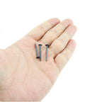 Super Tough 470 Pc Black Round Head Metal Tacks For Shoe Repair Upholstery And Craft Projects held in hand, showcasing 25mm length.