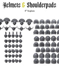 Battle Ready Helmet And Shoulder Pad Pack For Custom Armies Legion 4st with 40 grey helmets and 40 shoulder pads