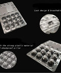 Clear PVC 12-grid quail egg cartons, showing lock design and shockproof pillars for Quail Egg Storage Kit With 12 Grid Cartons