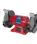 Workshop Beast 200 Millimeter Bench Grinder With 600 Watt Copper Motor And Dual Grind Stones front view with eye shields