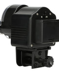 Slick Install Automatic Fish Feeder For Aquarium Battery Operated With Adjustable Portion Control, side view with clamp.