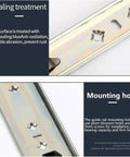 One Pair Heavy Duty Drawer Slides Ball Bearing Full Extension Cabinet Rails Three Fold Design showing sealing treatment and mounting holes.