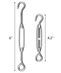 Two 12 Pack M4 Hook And Eye Turnbuckles, 304 Stainless Steel, 6 inch and 4.2 inch sizes for cable tension, DIY string lights and garden wire.