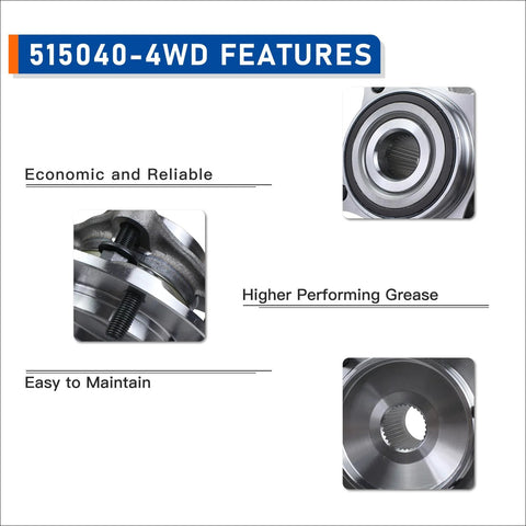 Close-up views of 4WD Front Wheel Hub Bearing Assembly Fits Lexus GX460 GX470, Toyota 4Runner, FJ Cruiser, and Tacoma 2003 to 2021 features.