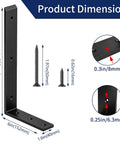 Dimensions diagram of Six Pack Heavy Duty Countertop Brackets 14 Inch Long By 6 Inch High, 1.6 Inch Wide, 8 Mm Thick in black metal