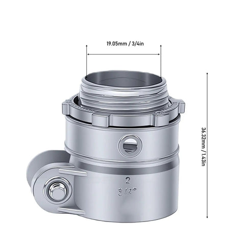Top Tier Squeeze Connectors For Electrical Conduit Three Quarter Inch Zinc Alloy 20 Pack detailed view with measurements
