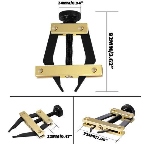 Roller Chain Connecting Puller Holder Tool For Motorcycle Bicycle Go Kart And ATV Chain Replacement Fits 25 35 40 41 50 60 420 415 415H 428H 520 530 Chains Beefy Built Tough Tool For All Your Rides, shown flat with dimensions