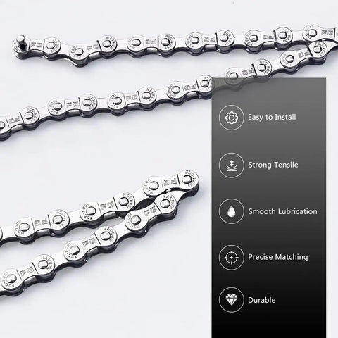 All In One Bike Chain Tool Kit For 6 7 8 Speed Chains With Breaker Hook Link Pliers And 6 Pairs Chain Buckles, silver chains shown