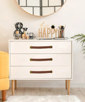 Dresser featuring Leather Drawer Pulls Set Of 2 With Mounting Screws Brown PU Leather Trunk Handles and Cabinet Pulls installed